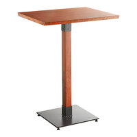 Lancaster Table & Seating Industrial 24" x 30" Solid Wood Live Edge Bar Height Table with Rustic Mahogany Finish