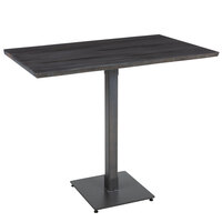 Lancaster Table & Seating Industrial 30" x 48" Solid Wood Live Edge Bar Height Table with Slate Gray Finish