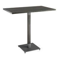 Lancaster Table & Seating Industrial 30" x 48" Solid Wood Live Edge Bar Height Table with Slate Gray Finish