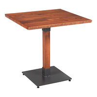 Lancaster Table & Seating Industrial 30" x 30" Solid Wood Live Edge Table with Rustic Mahogany Finish