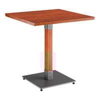Lancaster Table & Seating Industrial 30" x 30" Solid Wood Live Edge Table with Rustic Mahogany Finish