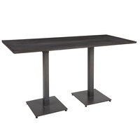 Lancaster Table & Seating Industrial 30" x 72" Solid Wood Live Edge Bar Height Table with Slate Gray Finish