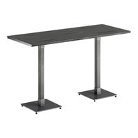 Lancaster Table & Seating Industrial 30" x 72" Solid Wood Live Edge Bar Height Table with Slate Gray Finish