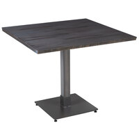 Lancaster Table & Seating Industrial 36" x 36" Solid Wood Live Edge Table with Slate Gray Finish