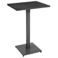 Lancaster Table & Seating Industrial 24" x 30" Solid Wood Live Edge Bar Height Table with Slate Gray Finish