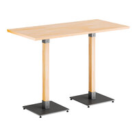 Lancaster Table & Seating Industrial 30" x 60" Solid Wood Live Edge Bar Height Table with Bleached Oak Finish