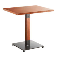 Lancaster Table & Seating Industrial 24" x 30" Solid Wood Live Edge Table with Rustic Mahogany Finish