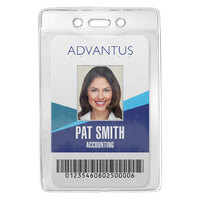 Advantus 75419 3 3/8" x 4 1/4" Clear Vertical Security ID Badge Holder - 50/Box