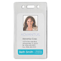 Advantus 75451 2 3/8" x 3 3/8" Clear Vertical Proximity ID Badge Holder - 50/Pack