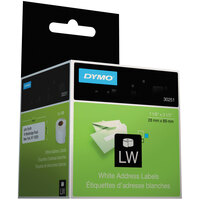 DYMO 30251 LabelWriter 1 1/8" x 3 1/2" White Address Permanent Self-Adhesive 130-Label Roll - 2/Box