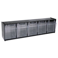 Deflecto 20504OP 23 5/8" x 5 1/4" x 6 1/2" Black Interlocking 5 Tilt-Bin Organizer