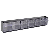 Deflecto 20604OP 23 5/8" x 3 5/8" x 4 1/2" Black Interlocking 6 Tilt-Bin Organizer