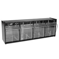 Deflecto 20404OP 23 5/8" x 6 5/8" x 8 1/8" Black Interlocking 4 Tilt-Bin Organizer