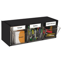 Deflecto 20304OP 23 5/8" x 7 3/4" x 9 1/2" Black Interlocking 3 Tilt-Bin Organizer