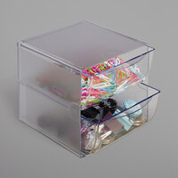 Deflecto 350101 6" x 7 1/8" x 6" Clear Stackable 2-Drawer Organizer Cube