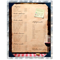 Menu Solutions ALSIN811-PIX Alumitique 8 1/2" x 11" Single Panel Swirl Aluminum Menu Board with Picture Corners