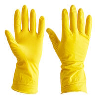 Cordova Latex Rubber Yellow 12" 17 Mil Gloves with Flock Lining - Small - Pair