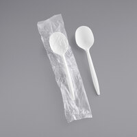 Choice Individually Wrapped Medium Weight White Polypropylene Plastic Soup Spoon - 1000/Case