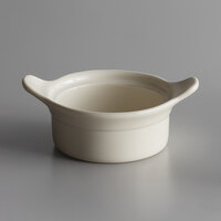 Libbey 950027733 Casablanca 8 oz. Cream White Small Porcelain Casserole Dish with Handles - 24/Case