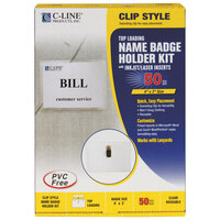 C-Line Products 95543 4" x 3" Matte Top Load Clip-On Name Badge Holder Kit with Inserts