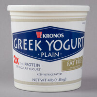 Kronos 4 lb. Fat Free 0% Plain Greek Yogurt - 2/Case