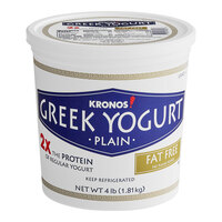 Kronos 4 lb. Fat Free 0% Plain Greek Yogurt - 2/Case