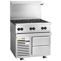 Vulcan 36R-6BN Endurance 6 Burner 36" Natural Gas Range with Refrigerated Base - 180,000 BTU