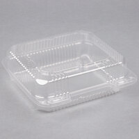 Durable Packaging PXT-880 8" x 8" x 3" Clear Hinged Lid Plastic Container - 125/Pack