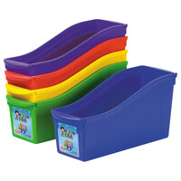 Storex 70105U06C 4 3/4" x 12 5/8" x 7" 5-Color Set Plastic Interlocking Book Bins