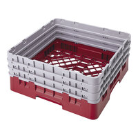 Cambro BR712416 Cranberry Camrack Customizable Full Size Base Rack with Closed Sides and 3 Extenders