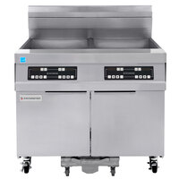 Frymaster 21814GF Oil Conserving 126 lb. Liquid Propane 2 Unit Floor Fryer with Digital Controller and Filtration System - 238,000 BTU