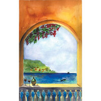 Choice 8 1/2" x 14" Menu Paper Cover - Mediterranean Themed Villa Design - 100/Pack