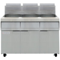 Frymaster MJ350 Natural Gas 3 Unit 50 lb. Floor Fryer with Millivolt Controls - 366,000 BTU