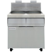 Frymaster MJ250 Natural Gas Floor Fryer with Millivolt Controls and (2) 50 lb. Frypots - 244,000 BTU