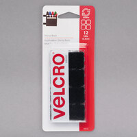 Velcro® 90072 Sticky Back 7/8" Square Black Fasteners - 12/Pack