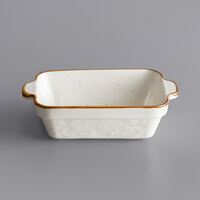 Acopa Keystone 15 oz. Vanilla Bean Stoneware Rectangular Baker / Casserole Dish - 16/Case