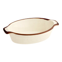 Acopa Keystone 18 oz. Vanilla Bean Porcelain Oval Baker / Casserole Dish - 6/Case