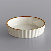 Acopa Keystone 6 oz. Vanilla Bean Stoneware Souffle / Creme Brulee Dish - 48/Case