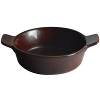 Acopa Keystone 6 oz. Chestnut Stoneware Mini Casserole Dish with Handles - 48/Case