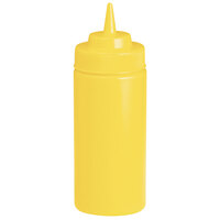 Tablecraft 11663M 16 oz. Yellow Widemouth and Standard Cone Tip Squeeze Bottle with 63 mm Opening - 12/Pack