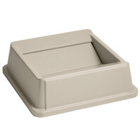 Rubbermaid FG266400BEIG Untouchable 35 / 50 Gallon Beige Square Trash Can Drop Shot Lid