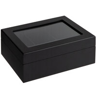 Choice Black Wood 6 Compartment Tea Chest with Window