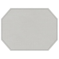 H. Risch, Inc. PLACEMATDXOCT-IRISILVER 16" x 12" Silver Iridescent Premium Sewn Semi-Grain Octagon Placemat - 12/Pack