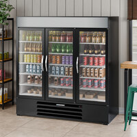 Beverage-Air MMR72HC-1-B MarketMax 75" Black Refrigerated Glass Door Merchandiser with LED Lighting