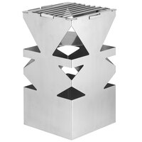 Eastern Tabletop 1543 LeXus 8" x 8" x 15" Solid Stainless Steel Cube with Fuel Shelf and Grate