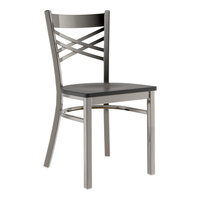 Lancaster Table & Seating Clear Coat Finish Cross Back Chair with Black Wood Seat