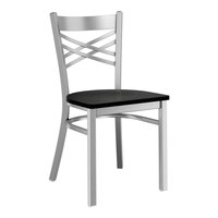 Lancaster Table & Seating Clear Coat Finish Cross Back Chair with Black Wood Seat - Assembled