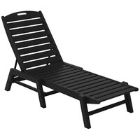 POLYWOOD NAC2280BL Black Nautical Folding Adjustable Chaise