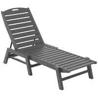 POLYWOOD NAC2280GY Slate Grey Nautical Folding Adjustable Chaise