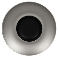 RAK Porcelain MFFDGD26SB Metal Fusion 10 1/4" Silver / Black Porcelain Gourmet Deep Plate - 6/Case